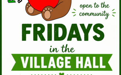 Baby and Toddler group poster 9:30 - 11:30 FRidays in Appleton Village Hall