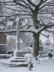 War Memorial in Snow in Appleton