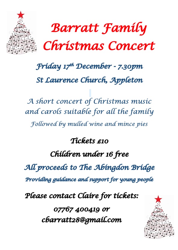 Barratt Family Christmas Concert poster