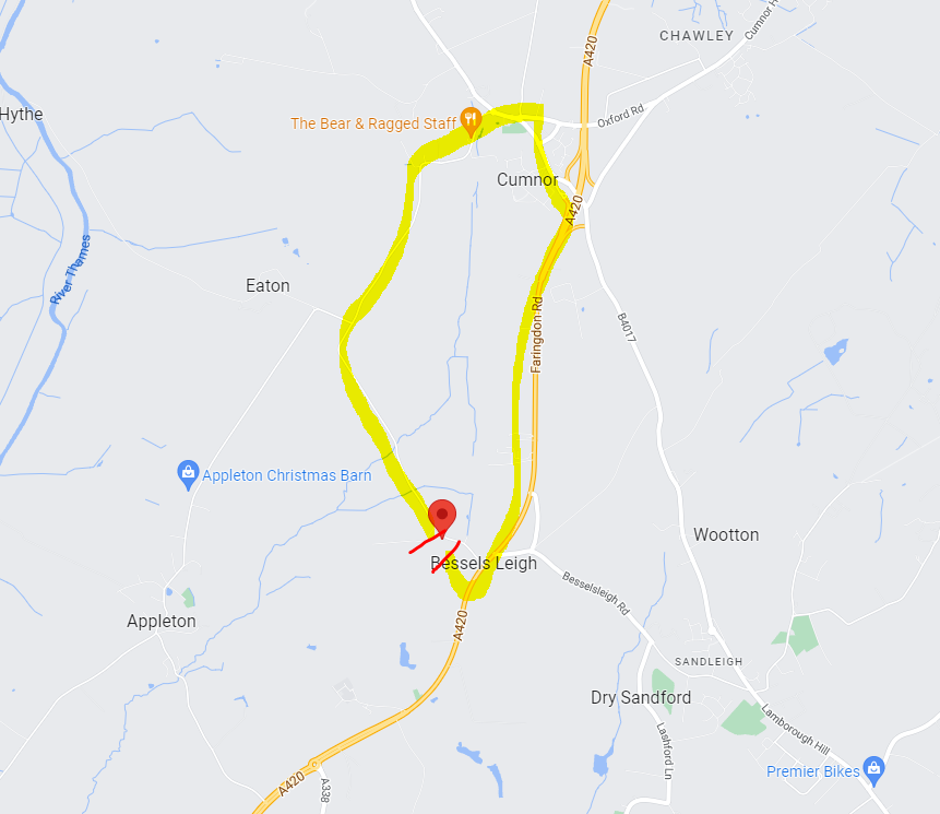 Besselsleigh Diversion Map