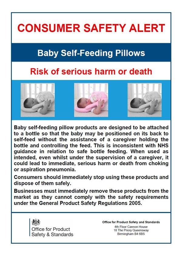 Consumer alert baby self feeding pillows