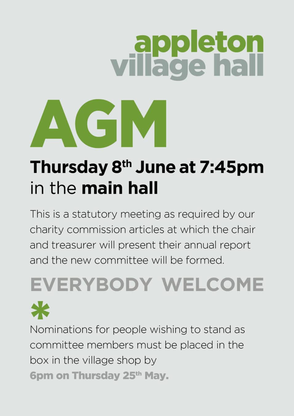 Village HAll Annual Parish Meeting 8th June 2023
