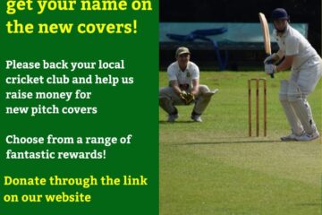 Cricket Club crowdfunding poster for new pitch covers