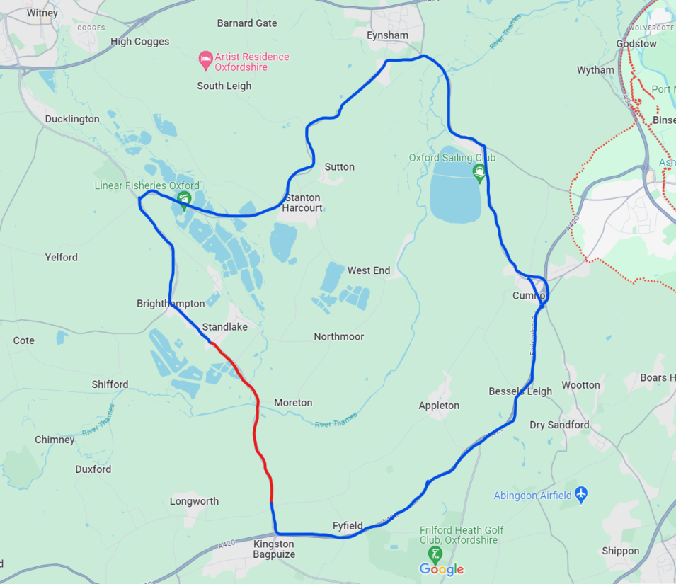 Standlake Newbridge Map 19th and 20th March 2024