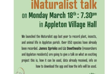 Green Appleton is hosting an iNaturalist talk 18th March at 7:30pm in the Village Hall