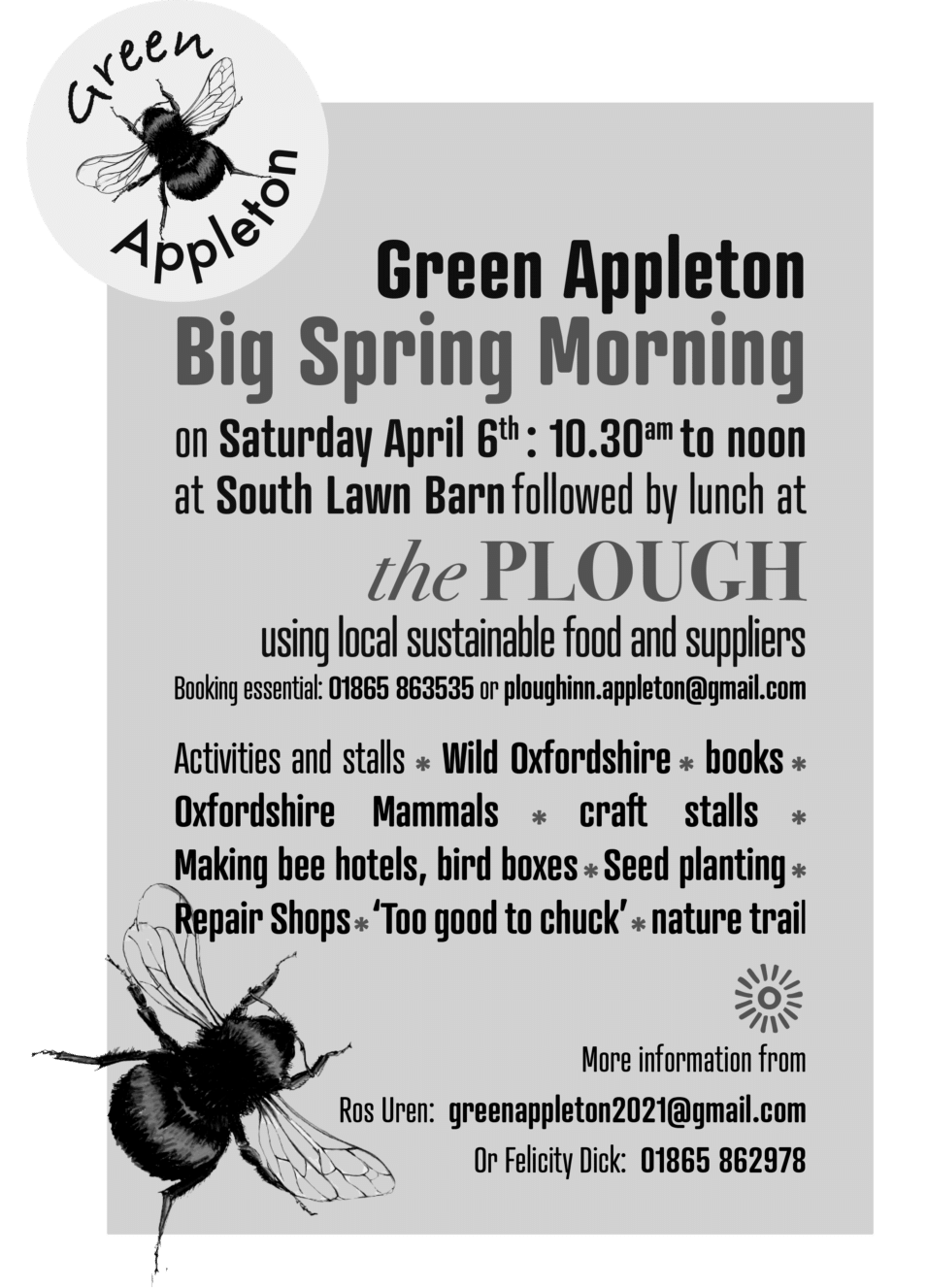 Green Appleton Big Spring Morning poster 6th April 10:30am at the Plough