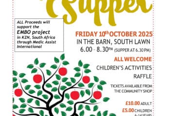 Harvest Supper poster 10th October 2025 6pm Barn South Lawn Appleton