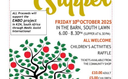 Harvest Supper poster 10th October 2025 6pm Barn South Lawn Appleton