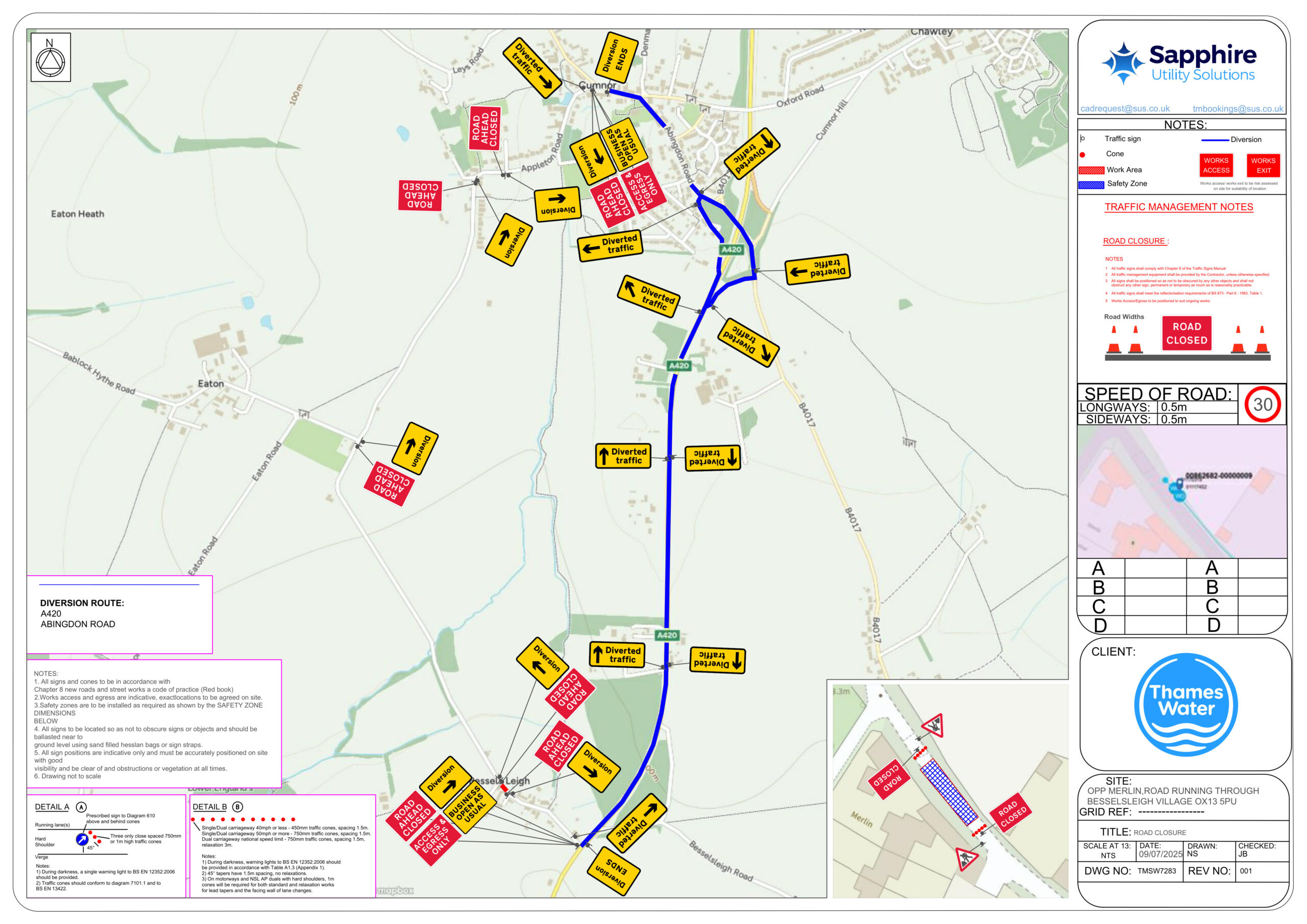 Besselsleigh Road Closure Plan 20 to 22 October 2025