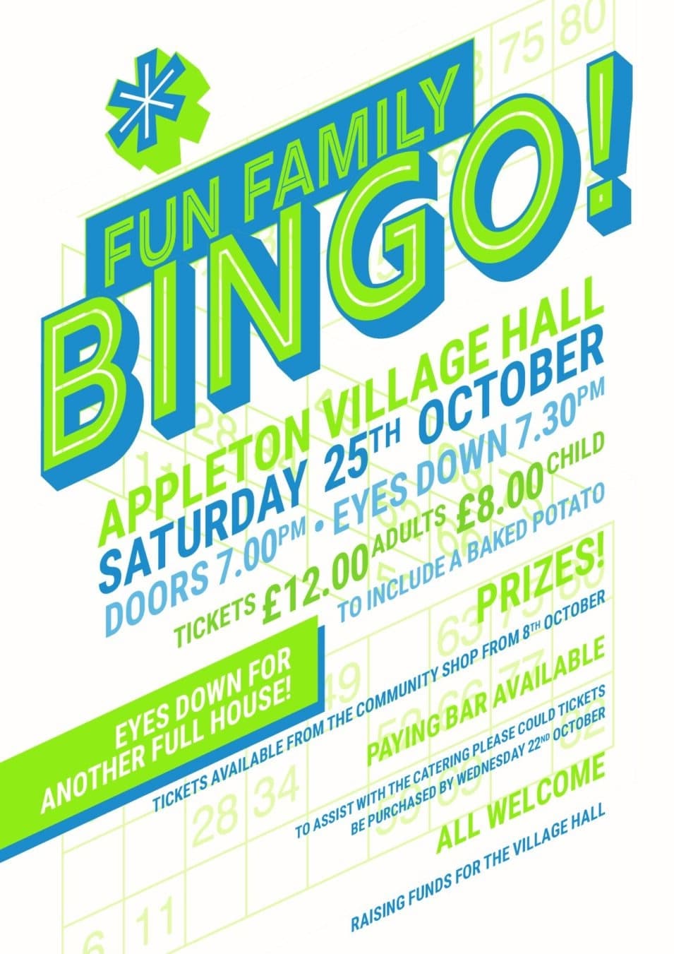 Bingo night poster 25th October