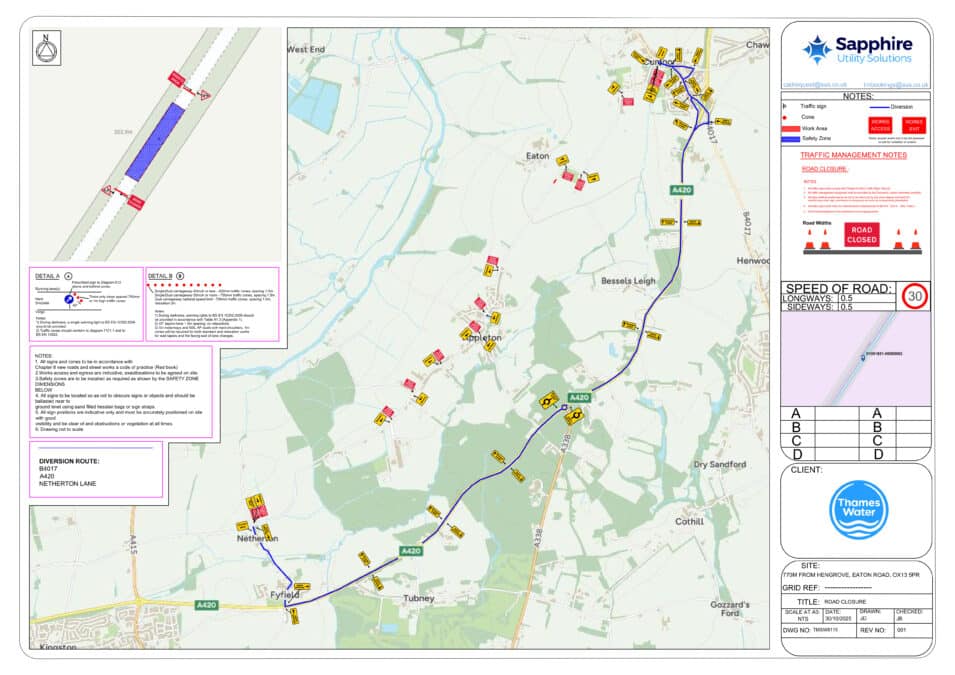 Map of partial closure on Eaton Road October 2025