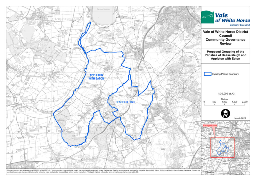 Map of Appleton with Eaton and Besselsleigh parishes