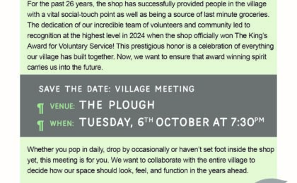 Appleton Shop meeting 6th October at the Plough 7:30pm
